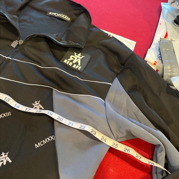 Red Ape Black Gray full Zip Jacket mens 2XL Color Block MCMXXXIII Logo SpellOut - Picture 6 of 15